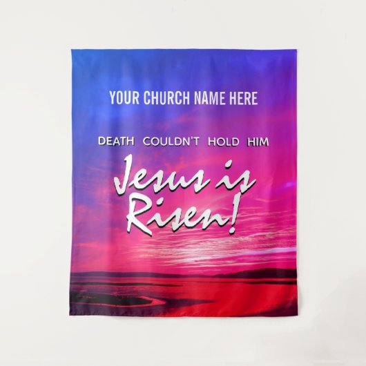 Christelijke JESUS IS RISEN Church Pasen Wandkleed (Voorkant)