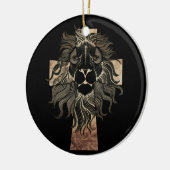 Christelijke Jesus Lion Tribe Judah Cross Keramisch Ornament (Links)