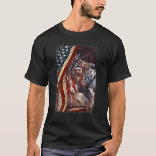 Christelijke Jesus Lion van de Judah American Flag T-shirt