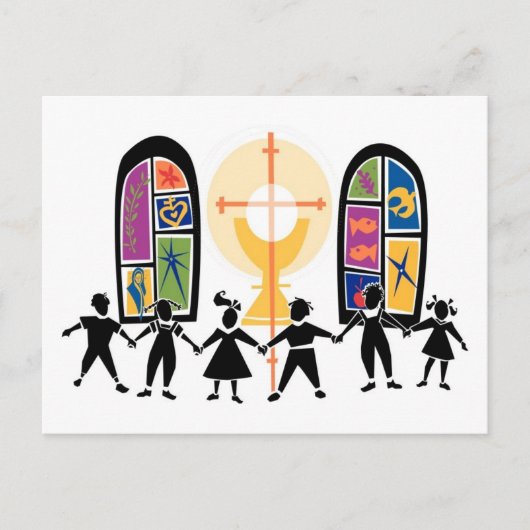 Christelijke jeugdscène briefkaart (Voorkant)