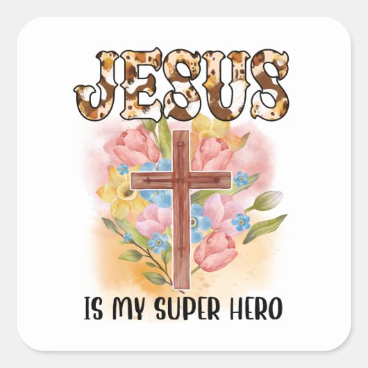 Christelijke Jezus God Aangepaste Bijbelvers Vierkante Sticker (Voorkant)