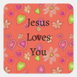 Christelijke Jezus Houdt Van Jou Paarse Groene Har Vierkante Sticker