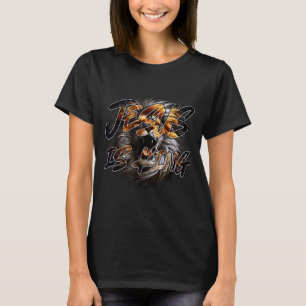Christelijke Jezus Is Koning Met Slaande Leeuw Van T-shirt