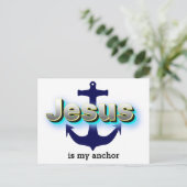 Christelijke Jezus is mijn Anker | Blauw-wit Briefkaart (Staand voorkant)