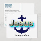 Christelijke Jezus is mijn Anker | Blauw-wit Briefkaart (Voorkant / Achterkant)