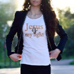 Christelijke Jezus is mijn licht - Psalm 27 T-shirt<br><div class="desc">Christelijk T-shirt voor vrouwen in de moderne kalligrafie. Dit trendy, eigentijdse geloofsontwerp is het perfecte cadeau en mode statement. Verhef uw geloof met ons Christelijke T-shirt voor vrouwen, versierd met elegante kalligrafie. Dit trendy en modern design dient niet alleen als een stijlvol mode statement maar zorgt ook voor het perfecte...</div>