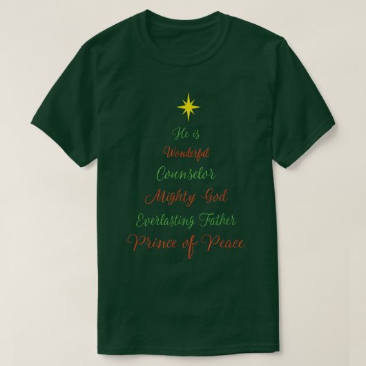 Christelijke Jezus Kerstboom Scripting Isaiah Bi T-shirt (Design voorkant)