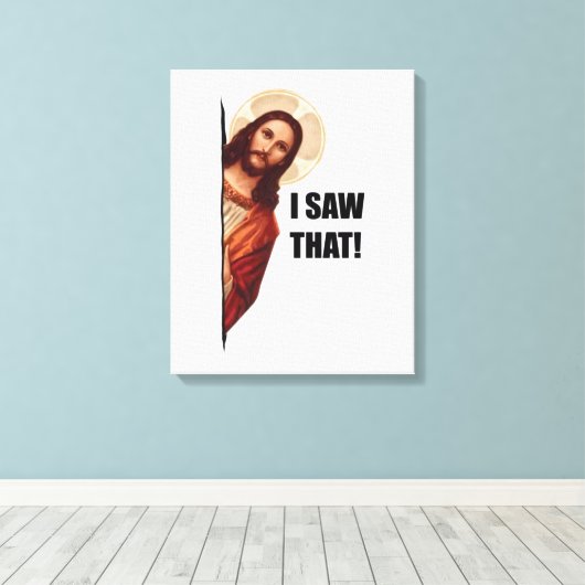 Christelijke Jezus kijkt naar je, Jezus, dat heb i Canvas Afdruk (Insitu (Houten vloer))