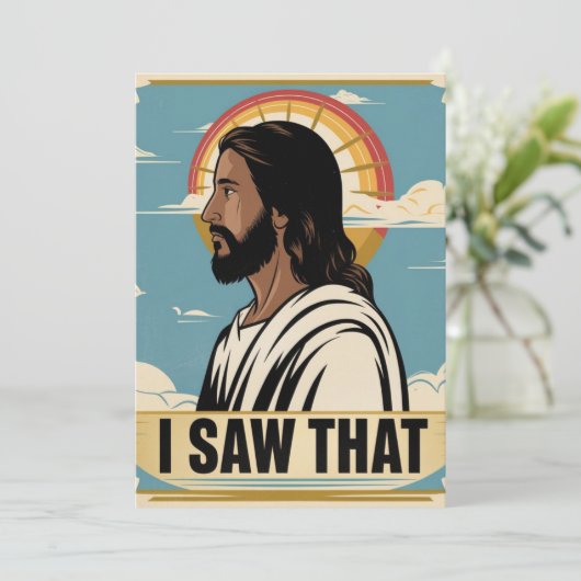 Christelijke Jezus kijkt naar je, Jezus, dat heb i Feestdagenkaart (Staand voorkant)