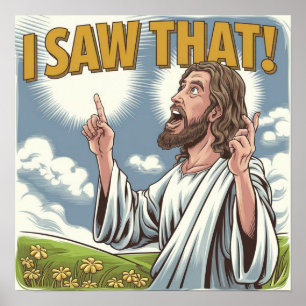 Christelijke Jezus kijkt naar je, Jezus, dat heb i Poster