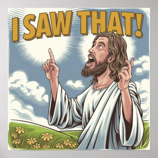 Christelijke Jezus kijkt naar je, Jezus, dat heb i Poster (Voorkant)