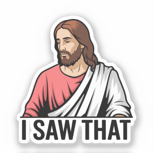 Christelijke Jezus kijkt naar je, Jezus, dat heb i Sticker (Voorkant)