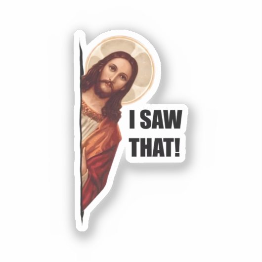 Christelijke Jezus kijkt naar je, Jezus, dat heb i Sticker (Voorkant)