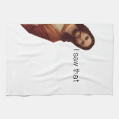 Christelijke Jezus kijkt naar je, Jezus, dat heb i Theedoek (Horizontaal)