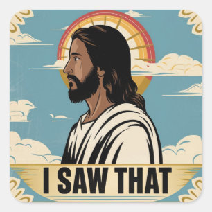 Christelijke Jezus kijkt naar je, Jezus heb ik gez Vierkante Sticker
