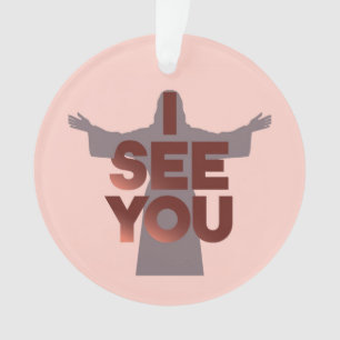 Christelijke Jezus kijkt naar je, Jezus, ik zie je Ornament