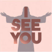 Christelijke Jezus kijkt naar je, Jezus, ik zie je Sticker (Voorkant)