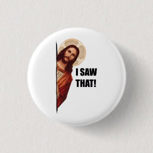 Christelijke Jezus kijkt naar je, Jezus zag dat Ronde Button 3,2 Cm