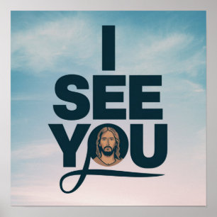 Christelijke Jezus kijkt naar je, Jezus zie je Poster