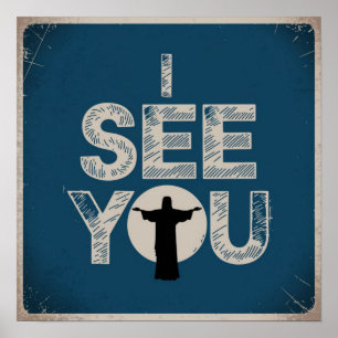 Christelijke Jezus kijkt naar je, Jezus zie je Poster