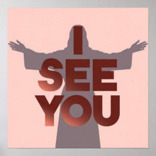 Christelijke Jezus Kijkt naar je, Jezus Zie Jou Poster