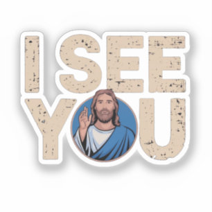 Christelijke Jezus Kijkt naar je, Jezus Zie Jou Sticker