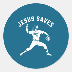 Christelijke Jezus Redt Honkbal Tcher - Hemel 01 S Ronde Sticker