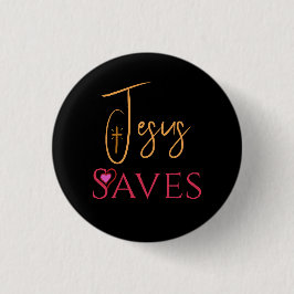 Christelijke Jezus Redt Kruis Hart  Ronde Button 3,2 Cm
