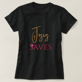 Christelijke Jezus Redt Kruis Hart T-shirt