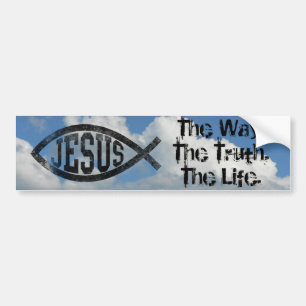 Christelijke Jezus Vis, zwarte Ichthys Bumpersticker