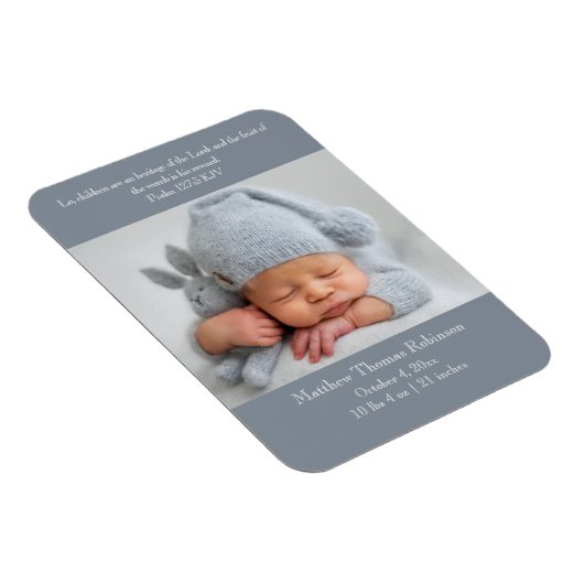Christelijke Kaart geboortenaankondiging - Grijs & Magneet (Rechterzijde)