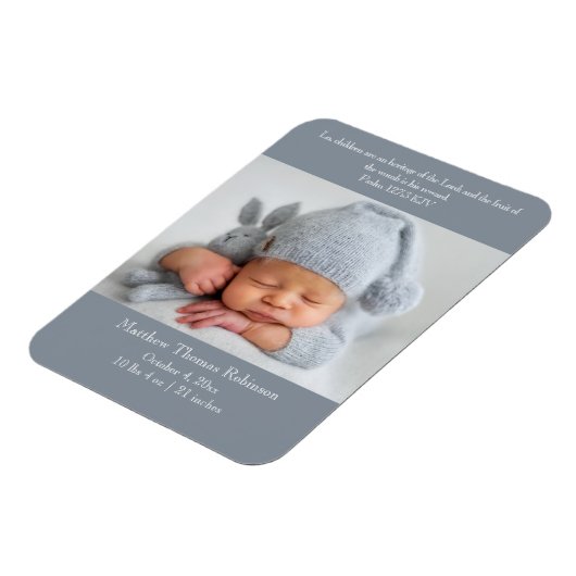 Christelijke Kaart geboortenaankondiging - Grijs & Magneet (Linkerzijde)
