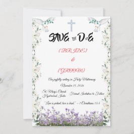 Christelijke kaart met kruis om de datum te reserv