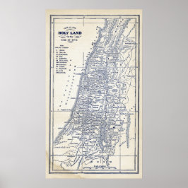 Christelijke kaart van het Heilige Land Jerusalem Poster