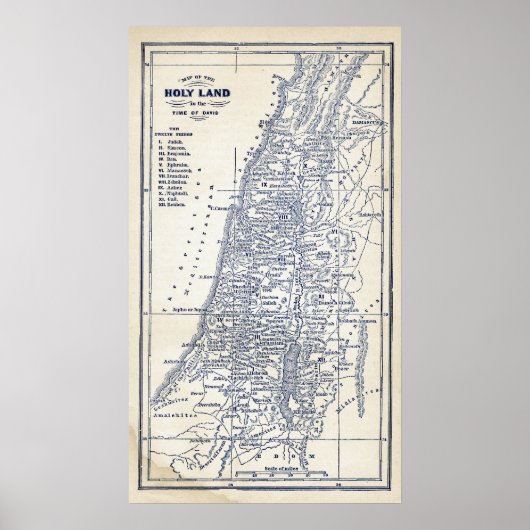  Christelijke kaart van het Heilige Land Jerusalem Poster (Voorkant)