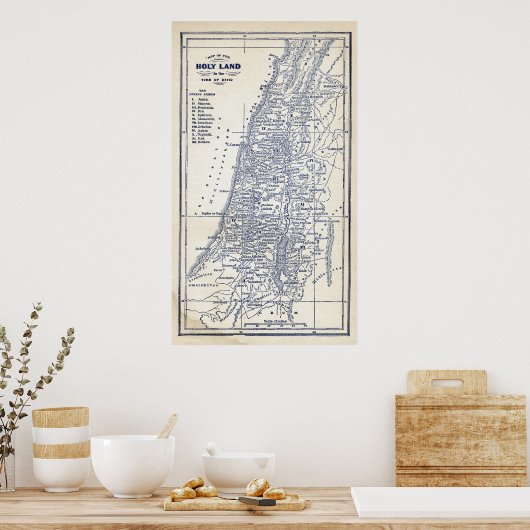 Christelijke kaart van het Heilige Land Jerusalem Poster (Keuken)