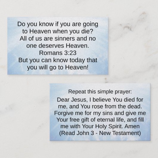 Christelijke Kaart Visitekaartje (Voorkant / Achterkant)