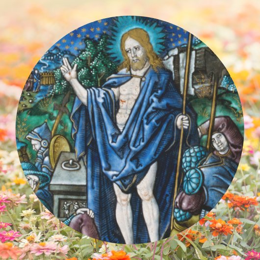 Christelijke katholieke paasopstanding ronde sticker