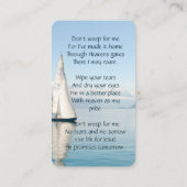 Christelijke Keepsake Zeiler, Zeilboot, Zeilen Visitekaartje (Achterkant)