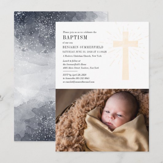 Christelijke Kerk Baptism Baby Foto Religieuze Kaart (Voorkant / Achterkant)