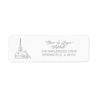 Christelijke kerk Elegant Modern Minimal Cross Etiket