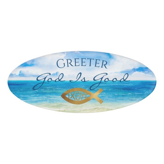 Christelijke kerk Ichthys Ocean Beach Greeter Naambadge (Voorkant)