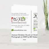 Christelijke kerk Park Avenue met kerst Feestdagen Kaart (Achterkant)