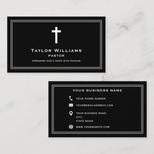 Christelijke Kerk Pastor Minister Religieus Kruis Visitekaartje (Voorkant / Achterkant)