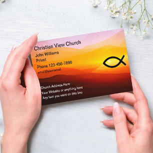 Christelijke Kerk Schitterende Zonsondergang Icthy Visitekaartje