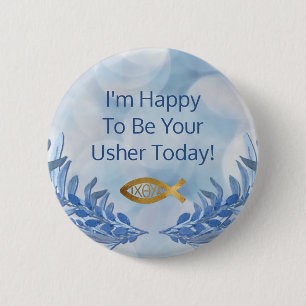 Christelijke kerk Usher Modern Waterverf Ronde Button 5,7 Cm