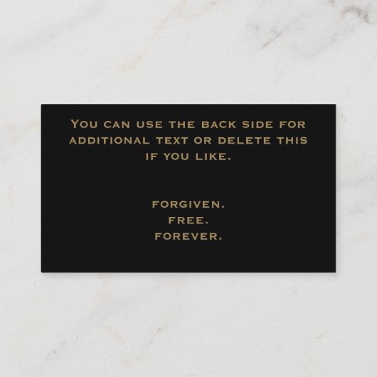 Christelijke kerkminister Tan Black Stijlvolle Kru Visitekaartje (Achterkant)