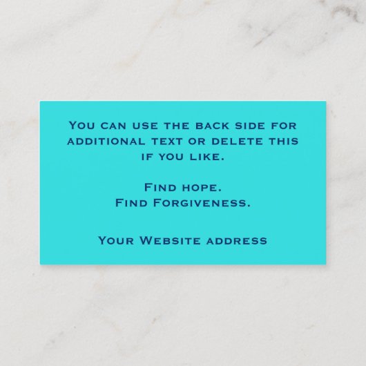 Christelijke kerkpastor Modern Turquoise Natuur Contactkaartje (Achterkant)