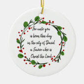 Christelijke kerst Bijbeltekst sticker Bijbeltekst Keramisch Ornament (Voorkant)