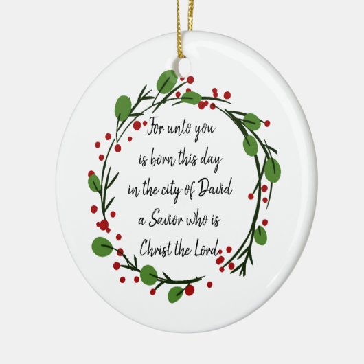 Christelijke kerst Bijbeltekst sticker Bijbeltekst Keramisch Ornament (Links)